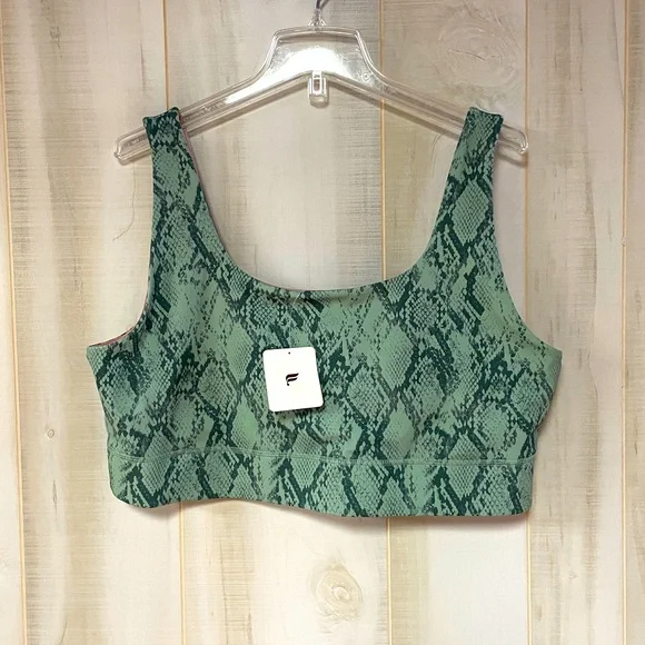 NWT Fabletics Green Snakeskin Print Sports Bra, sz 3X - Picture 1 of 5